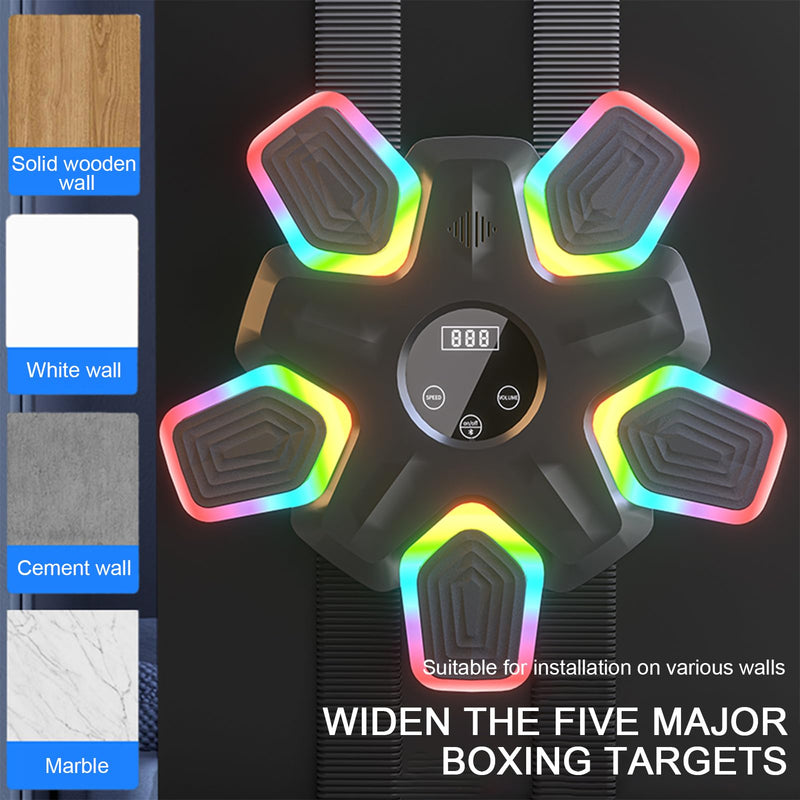 Music Punching Machine with Boxing Gloves, Music Punching Machine for Adults and Kid, Wall Mounted Colorful LED Boxing Music Workout Machine for Home and Gym, 17 Inch - BeesActive Australia
