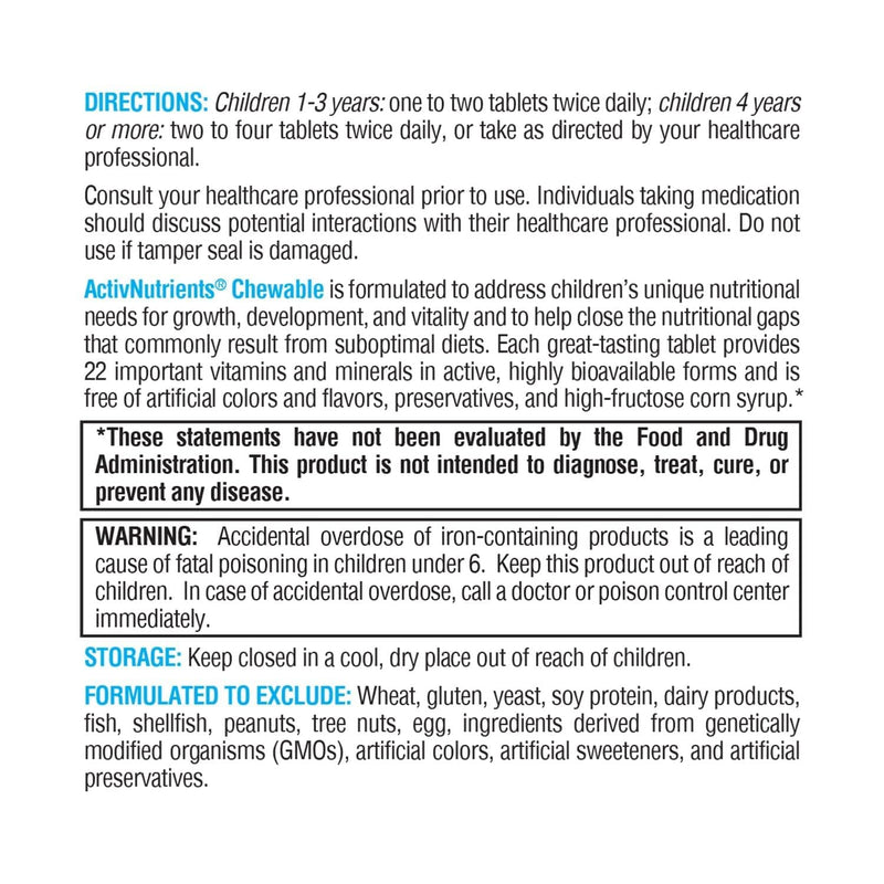 XYMOGEN ActivNutrients Chewable, Mixed-Berry Flavor, 120 Count | Children's Multivitamin for Wellness Support, Antioxidant and Micronutrition, Non-GMO and Gluten-Free 120 Count (Pack of 1)