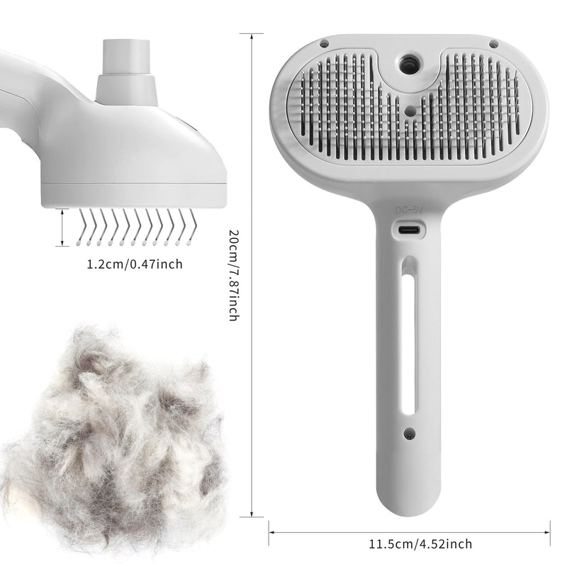 Spray Cat Brush for Shedding - Pet Hair Removal Comb with Water Tank and Release Button, Cat/Dog Steam Brush, Cat Bath Brush, Pet Steam Brush, Cat Brush with Water - Pet Spray Hair Comb (White) WHITE - BeesActive Australia