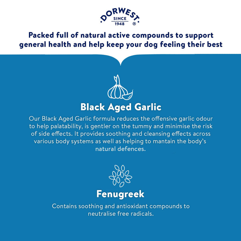 Dorwest Herbs Garlic and Fenugreek Tablets for Dogs 200 Tablets Garlic,Herbal 200 Count (Pack of 1)