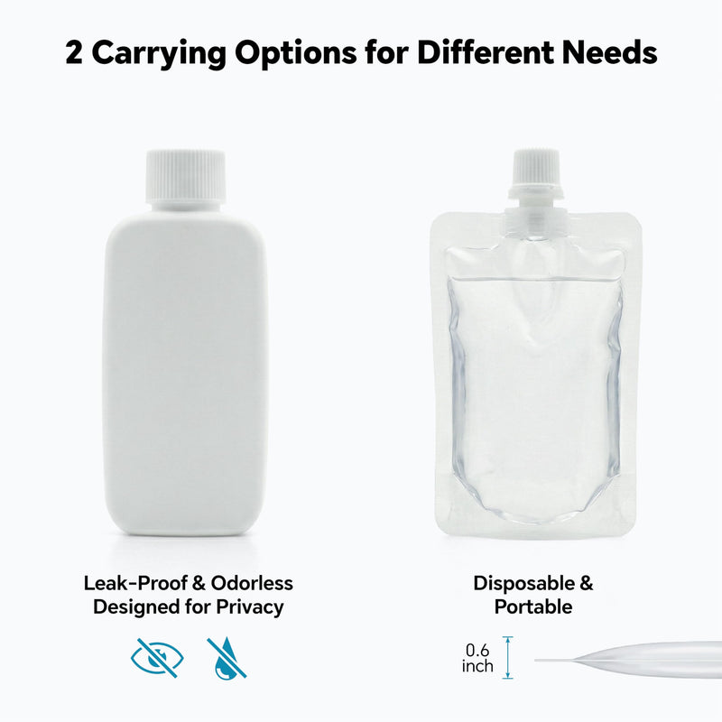 20 Pcs Urine Test Complete Kit - 10 Urine Temperature Strips, 2 Slim HDPE Bottles, 4 Disposable Water Bags, Hi-Stretch Hidden Strap & Foldable Funnel，Urine Bottle Kit Test Practice at Home
