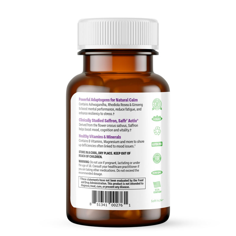 Procera Mood Support - Boost Mental Performance - Clarity - Mood Stability - Stress - Anxiousness - Mental Fatigue - Adaptogens - Saffron - Magnesium - Ashwagandha - Rhodiola - 60 Count