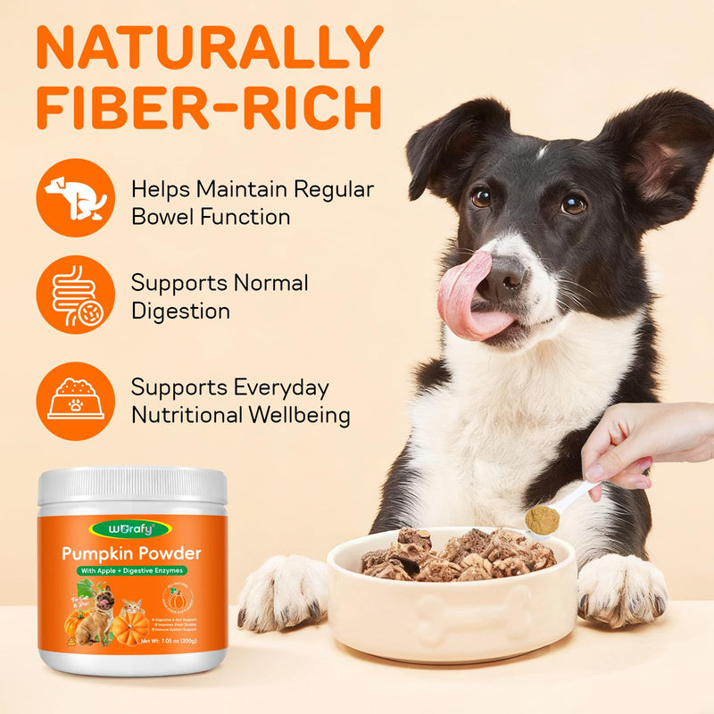 Pumpkin Powder for Dogs & Cats 200g - Pumpkin Puree Powder | Dual Action Fibre + Enzymes | Gut Health & Healthy Stools Support