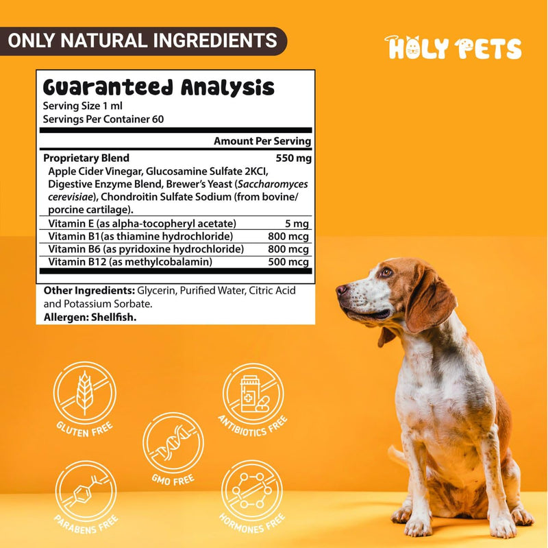 Flea & Tick Oral Drops for Dogs & Cats – Natural Herbal Supplement with B Vitamins – 2 oz, 60 Servings – Safe for All Breeds – Made in USA 2oz