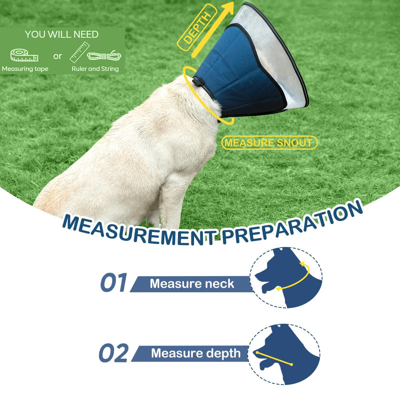 EvcgoX Neck Brace Dog for Large Dogs Leak Protection Dog Collar After Surgery 360° Vision Soft Neck Brace Dog with PVC Protective Cover Blue L (33-43 cm) Blue L (33-43 cm) - BeesActive Australia
