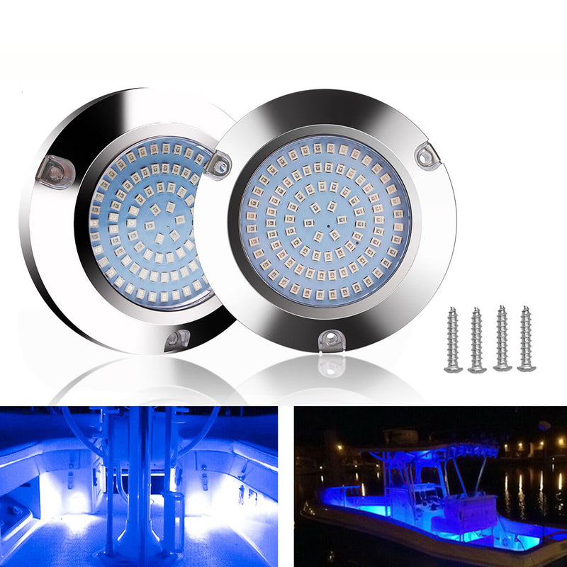 2pcs 90led Boat Marine Led Underwater Lights,Stainless Steel IP68 Waterproof for Navigation Deck Courtesy Night Fishing Cruise Ships Yachts Boats Sailboat Pontoon Transom (2pcs 90led, White) 2pcs 90led, white