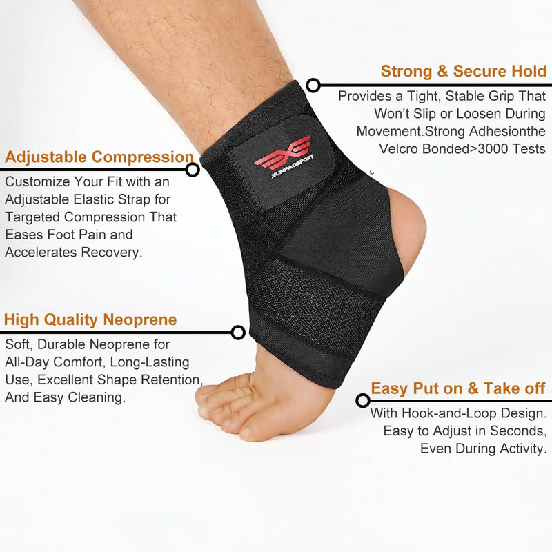 Vinaco Ankle Brace, 2 Pack Breathable & Strong Ankle Brace for Sprained Ankle, Stabilize Ligaments, Prevent Re-Injury, Ankle Braces for men & women with Adjustable Wrap, ankle support for men Small Classic Black