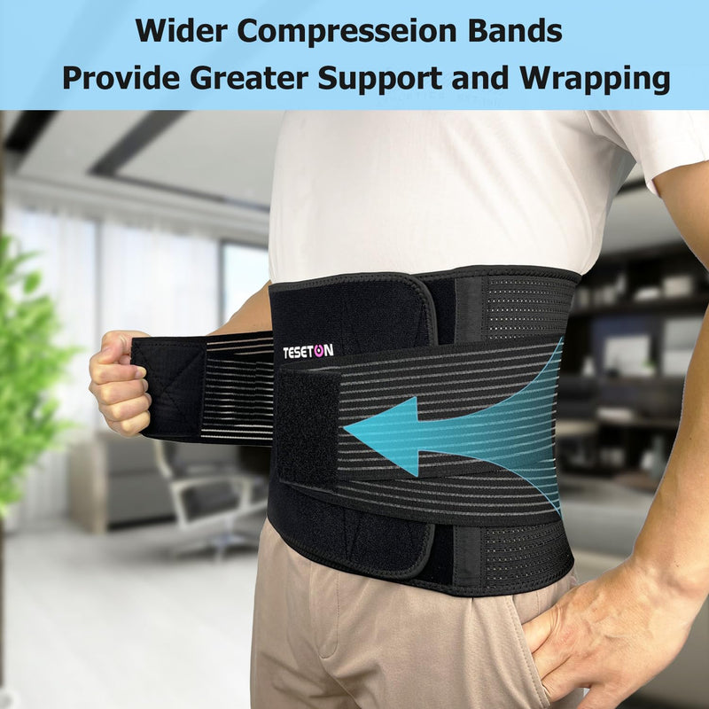 Back Brace for Men and Women Lower Back, Lumbar Support Belt Relieve Lower Back Pain with 8 Reinforce Bones,Scoliosis, Sciatica,Herniated Disc,Back Brace for Lifting at Work&Workout Sports 03 Black L Large