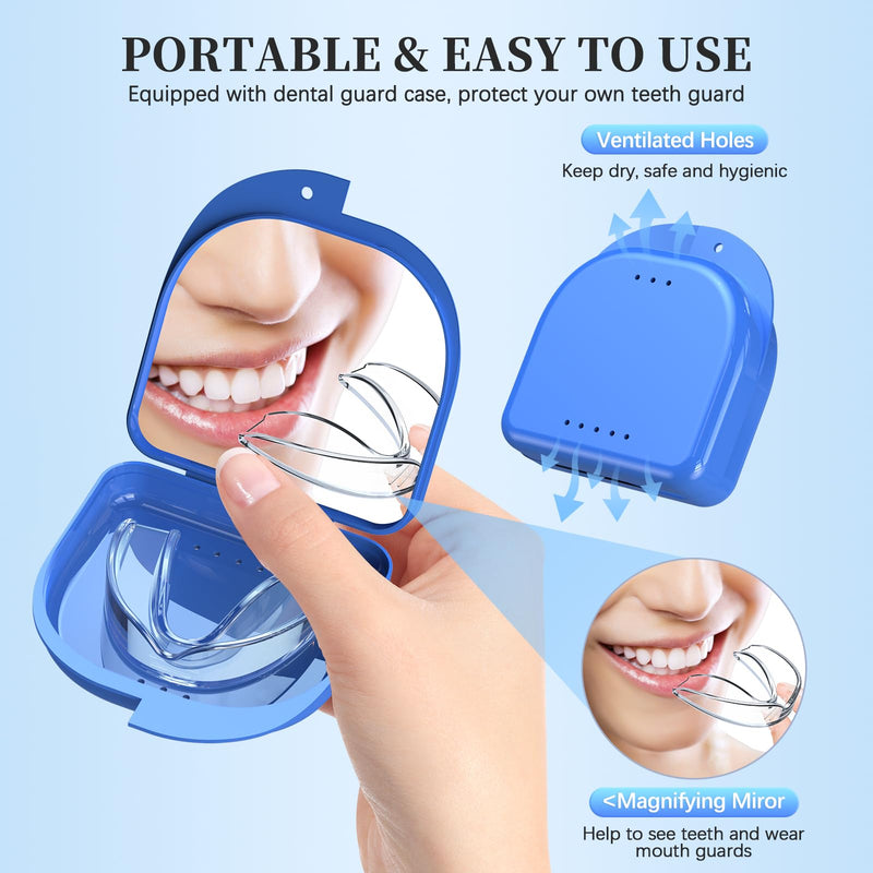 Mouth Guard for Grinding Teeth at Night 6 Pack (One Size), Night Guards for Teeth Grinding, Moldable Bite Guard for Teeth Clenching Nighttime with Mirror - BeesActive Australia