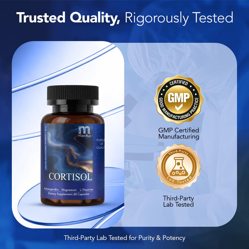 Cortisol Supplement for Women & Men – 17-in-1 Cortisol Manager with Ashwagandha, L-Theanine & Magnesium – Supports Stress Relief, Sleep & Adrenal Health – 60 Vegetarian Capsules