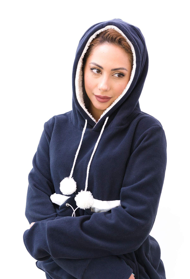 KangaKitty Cat Pouch Hoodie Cat Hoodie with Ears Cat Sweatshirt Small Dog Pouch Hoodie Womens Long Sleeve Sweatshirt Pullover Sweatshirt Kangaroo Hoodie Wearable Cat Carrier (X-Large) X-Large Blue - BeesActive Australia