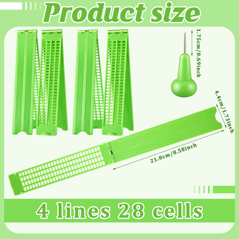 Jutom 4 Pack Braille Slate Stylus Kit, 4 Lines 28 Cells Plastic for Blind