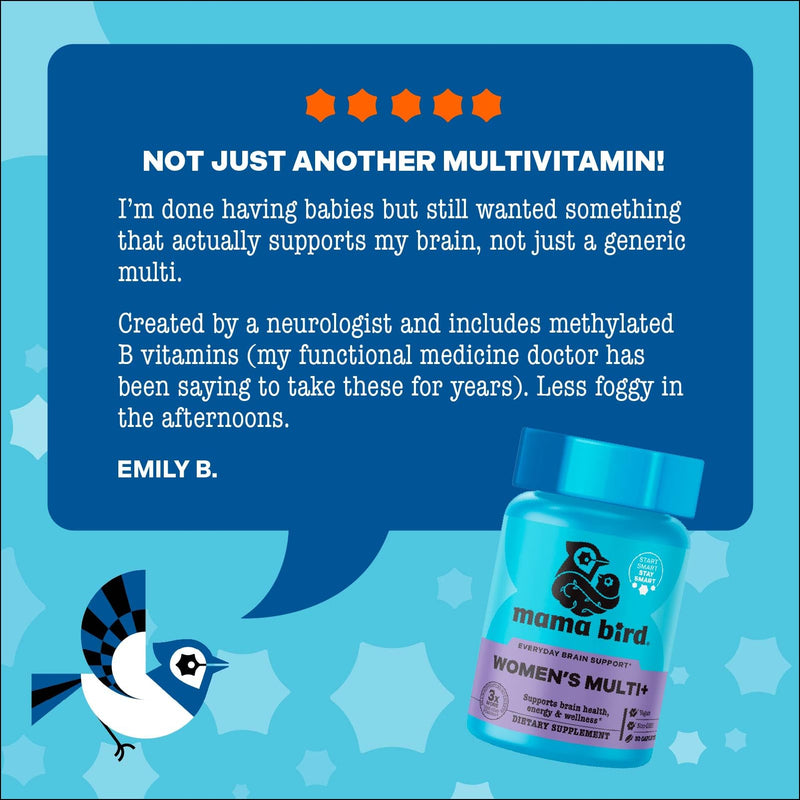 Mama Bird Women's Multi+ (30 Servings) Womens Multivitamin - Methylfolate, Vitamin B6, Vitamin B12 - Organic Antioxidant Blend - Non GMO & Third-Party Tested - Vegan & Gluten Free Women's Multi+
