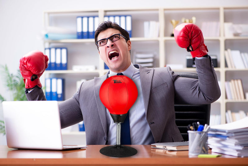Tech Tools Stress Buster Desktop Punching Bag - Suctions to Your Desk, White Elephant Gifts for Coworker Men and Women, Heavy Duty Stress Relief Ball, Gag Gifts Funny Desk Accessories Red - BeesActive Australia