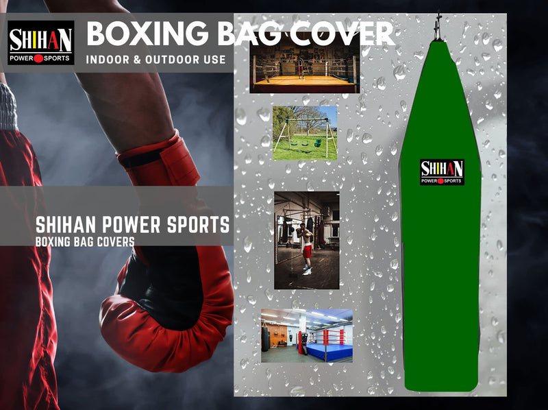 SHIHAN Power Sports Boxing Bag Cover Green Waterproof 5-6ft & 24inch Diameter Large Punch Outdoor Protection for Your , Ideal freestanding Bags, Black - BeesActive Australia