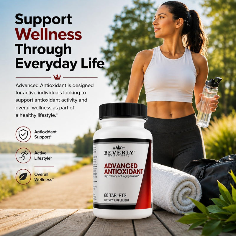 Beverly International Advanced Antioxidant, 60 Tablets | High Potency Anti-Aging Formula, Wellness & Recovery, Powered by Vitamins A, C, E & Selenium, Combat Cell Oxidation