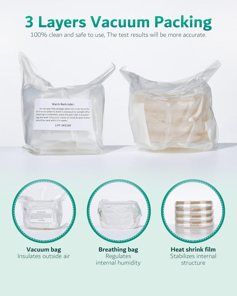 Mold Test Kit for Home - 12 Simple Detection Tests for HVAC, Surfaces & Indoor Air Quality, DIY Black Mold Detector Testing kit at Home, with Detailed Identification Guide & Free Lab Analysis 12 Test Plates