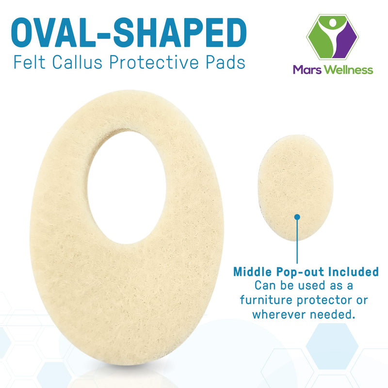 Oval Shaped Felt Callus Protective Pads - Adhesive Foot Pads That Surround Calluses from Rubbing On Shoes - 1/8" - 25 Pack - BeesActive Australia