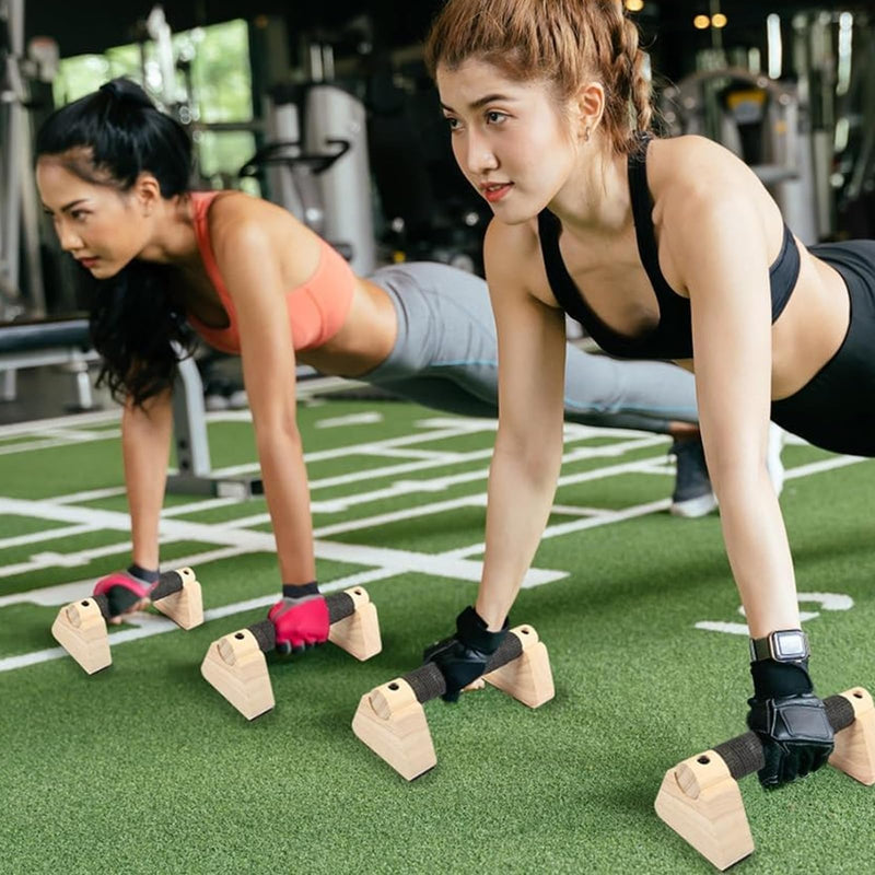 2 PCS Wooden Parallettes Bars, Wood Push Up Bars Calisthenics Equipment with Non-Slip Base, Pushup Handles Fitness Blocks for Men and Women Strength Training 12inch