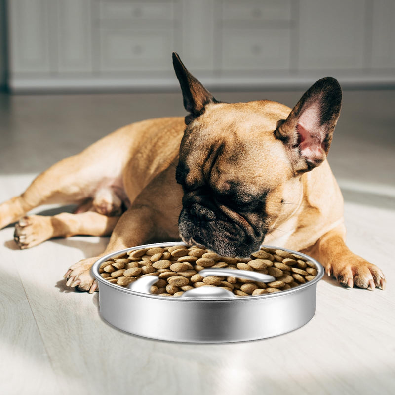 Molain Slow Feeder Dog Bowl, 2 Cups Stainless Steel Dog Food Bowls, Non-Slip Dog Water Bowl, Pet Bowl for Small & Medium Dogs, Fun Bloat Stop Dog Slow Feeder Bowl - BeesActive Australia