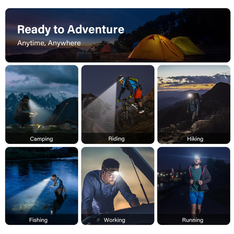 Headlamp Rechargeable, Ultra Bright LED Head Lamp Flashlight with White Red Light, Motion Sensor Waterproof Headlight,8 Modes Head Lights for Outdoor Camping Fishing Running-4 Pack 4 Packs