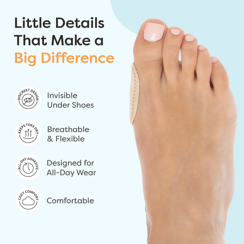 ZenToes Bunion Pads to Wear with Shoes – Waterproof Soft Bunion Cushion Protector, Breathable Adhesive Foot Pad for All Day Comfort & Support, 24 Count Beige 24 Pack