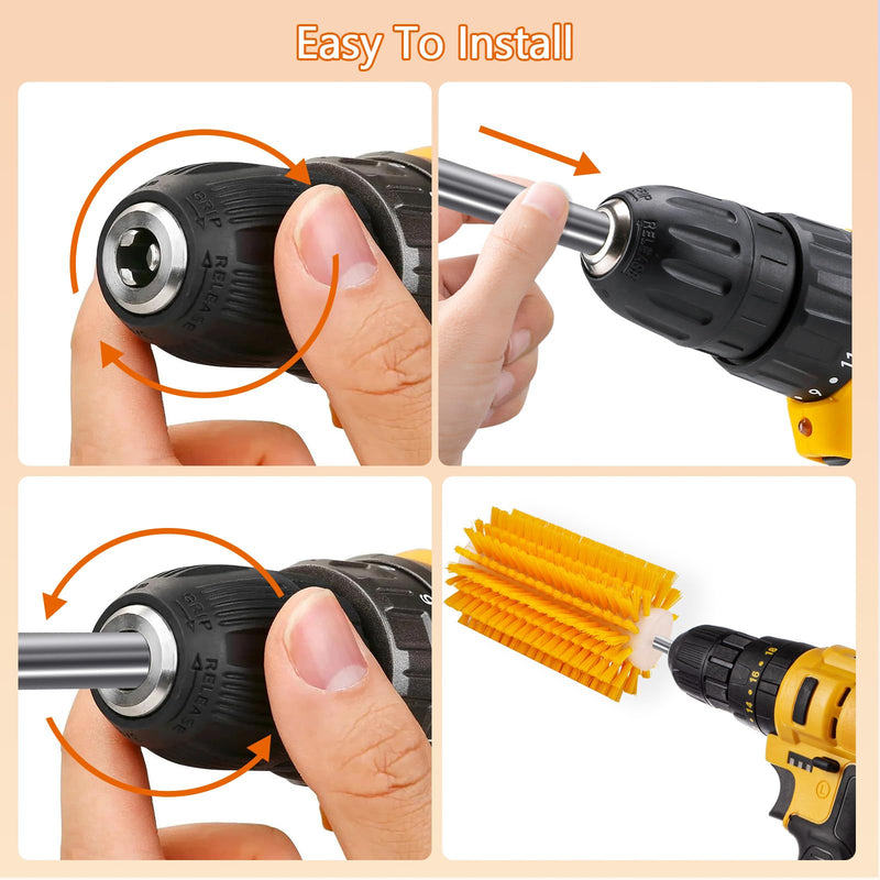 Livestock Scratching Mini Roto Drill Brush Attachment For Horse Cow Goat Cattle Pig Grooming, Relieve Itching on the Back, Remove Harmful Parasites/Dead Skin/Shedding Hair, 5/18" Shank, Yellow - BeesActive Australia