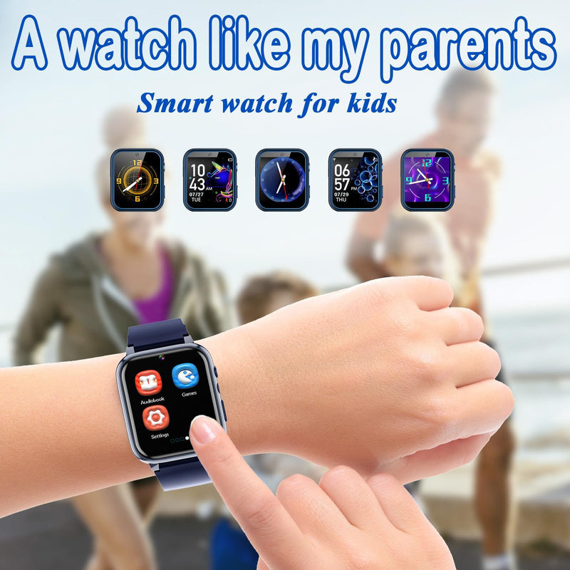 Smart Watch for Kids, Girls Boys Smartwatch with 26 Games Camera Video Recorder and Player, Pedometer Calendar Flashlight, Audio Book etc.,Toys Gifts for 4-12 Years Children (Blue) Casual