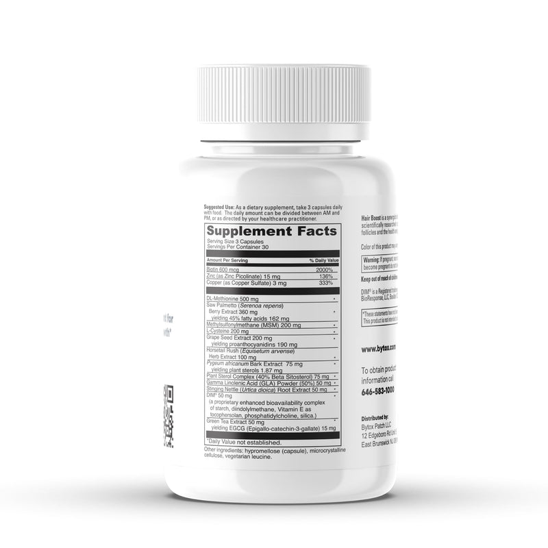 Bytox Hair Growth Boosting Supplement for Men & Women | Biotin, Zinc, Saw Palmetto, MSM & DIM, Thicker, Fuller, Stronger Hair, Gluten-Free, Non-GMO, 90 Capsules