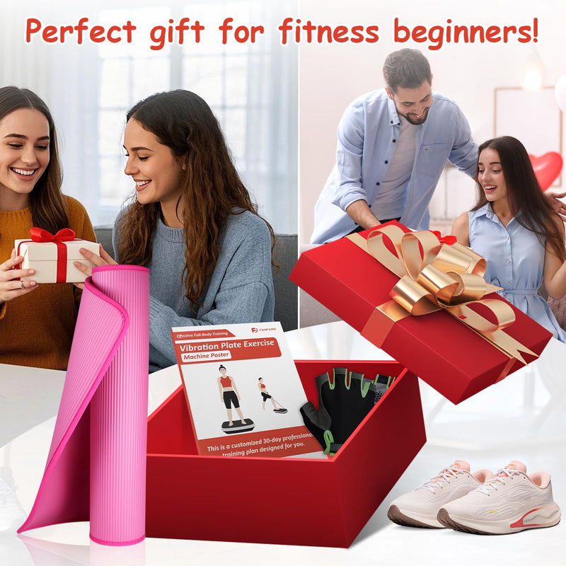 Vibration Plate Exercise Machine Workout Chart Posters - 6 Laminated Wall Fitness Guide & 2 Reusable Planner & 1 Erasable Pen, Suitable for Home Gym Whole Body Training