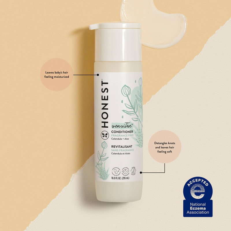 The Honest Company Silicone-Free Conditioner | Gentle for Baby | Naturally Derived, Tear-free, Hypoallergenic | Fragrance Free Sensitive, 10 fl oz 10 Fl Oz (Pack of 1) - BeesActive Australia