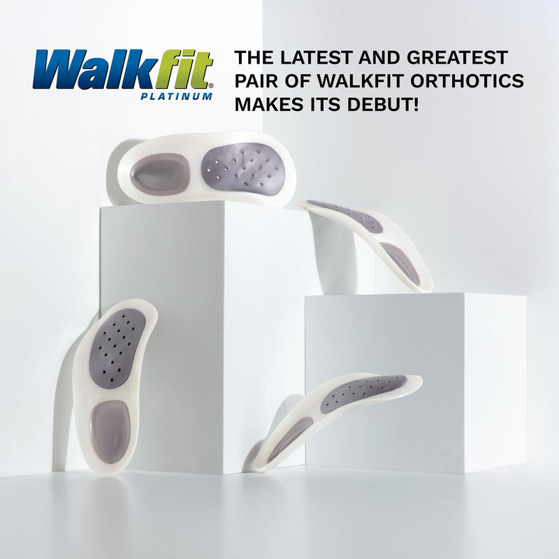 WalkFit Platinum Foot Orthotics Plantar Fasciitis Arch Support Insoles Relieve Foot Back Hip Leg and Knee Pain Improve Balance Alignment (Men 10-10.5 / Women 11-11.5) Men 10-10.5 / Women 11-11.5