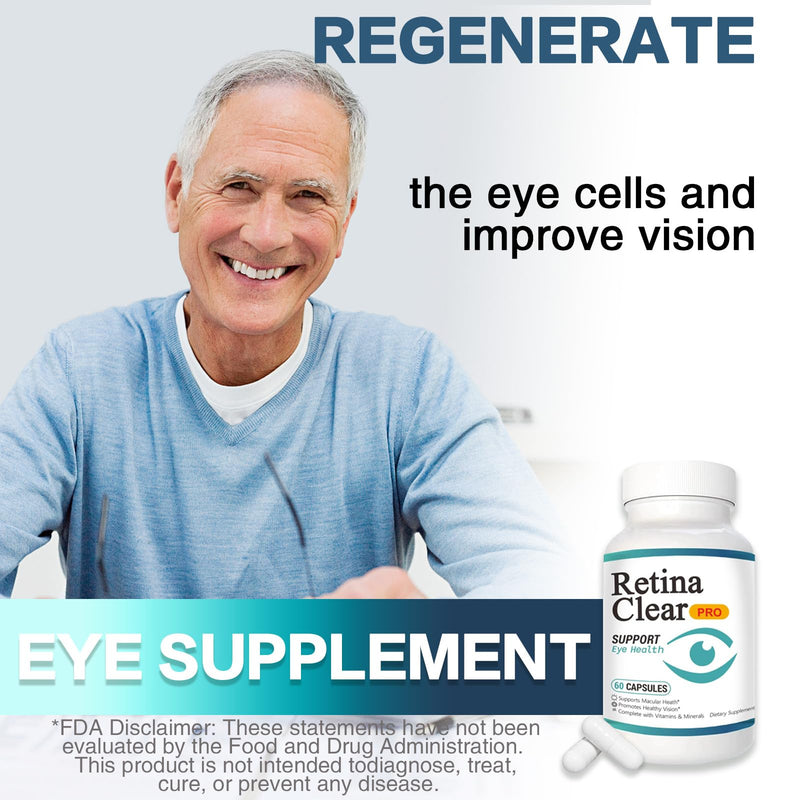 Retina Clear Pro Eye Health Support Supplement, with Minerals and Vitamins, Lutein and Bilberry Extract Supports Visual Clarity, Eye Fatigue Relief & Focus（2PCS）