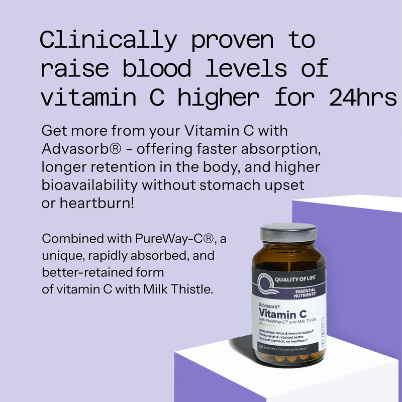 Quality of Life - Advasorb® Vitamin C Supplement - 60 Vegicaps 60 Count (Pack of 1)