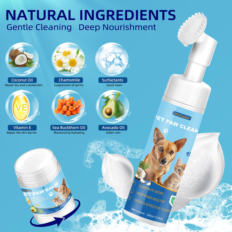 Dog paw care kit, paw cleaner for dogs and cats, dog paw balm for repairing dry, cracked paws with 1 pet towel, natural paw protection for pet foot care - BeesActive Australia