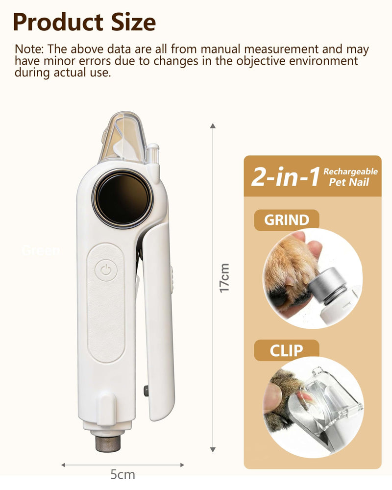 2-in-1 Pet Nail Clipper and Grinder with LED Light & Safety Guard - Painless Quiet Grooming Tool for Small & Large Dogs & Cats, Avoid Overcutting Professional Pet Trimmer - BeesActive Australia