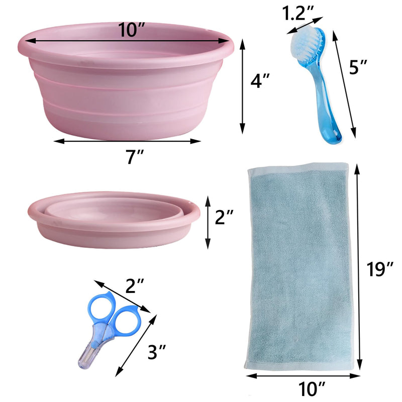 JSLZF Small Animal Grooming Kit - Foldable Bathtub, Nail Clippers, Bathing Brushes, Towel for Guinea Pigs & Hedgehogs Pink - BeesActive Australia