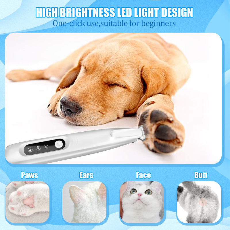 Dog Paw Trimmer with LED Light, Cat and Pet Paw Hair Trimmer for Grooming, Fur & Paw Shavers, Waterproof Trimmers for Face Ear Rump and Eyes, Clippers for Small or Large Dogs & Cats - BeesActive Australia