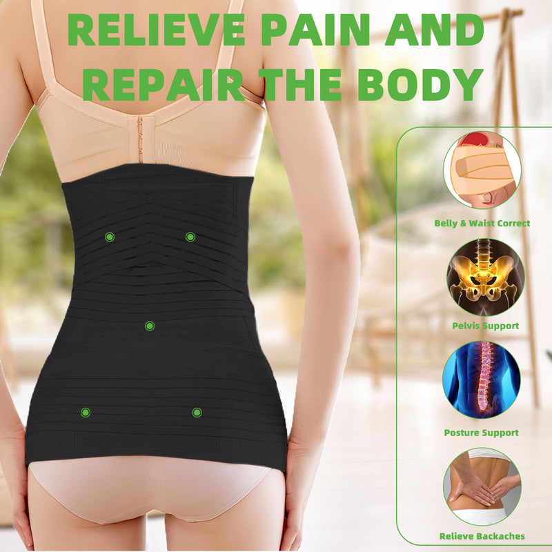 XXX-Large 2 in 1 Postpartum Belly Band Wrap Black, C-Section Support Belt, Post Partum Support Recovery Waist/Pelvis Belt, Hysterectomy Binder Girdle Stomach XXX-Large - BeesActive Australia