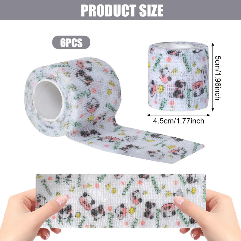 6-Pack Self-Adhesive Vet Wrap | Cohesive Bandage for Pets & Humans – Supports Sprains, Swelling (Finger, Wrist, Knee, Ankle) (5CM*400CM,Panda) 5CM*400CM,Panda