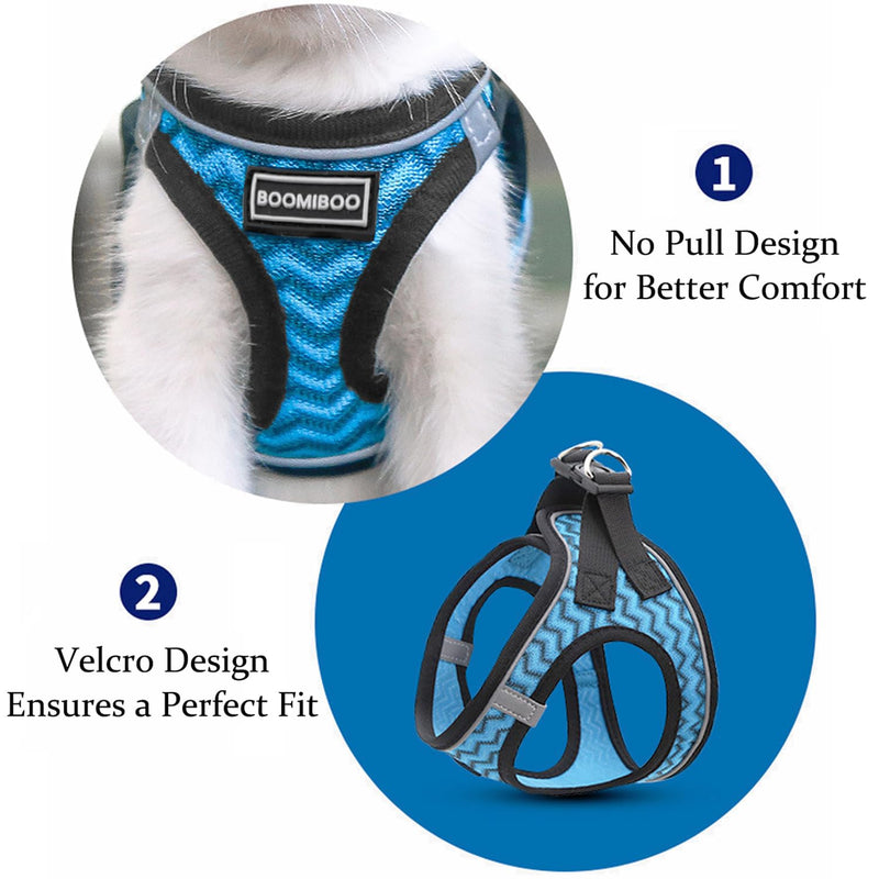 BOOMIBOO Dog Harness with Leash Set, No Pull Adjustable Reflective Step-in Puppy Pet Vest Harnesses for Small Medium Large Dogs and Cats,Pink XXS XXS(Chest:10"-12") Pink - BeesActive Australia