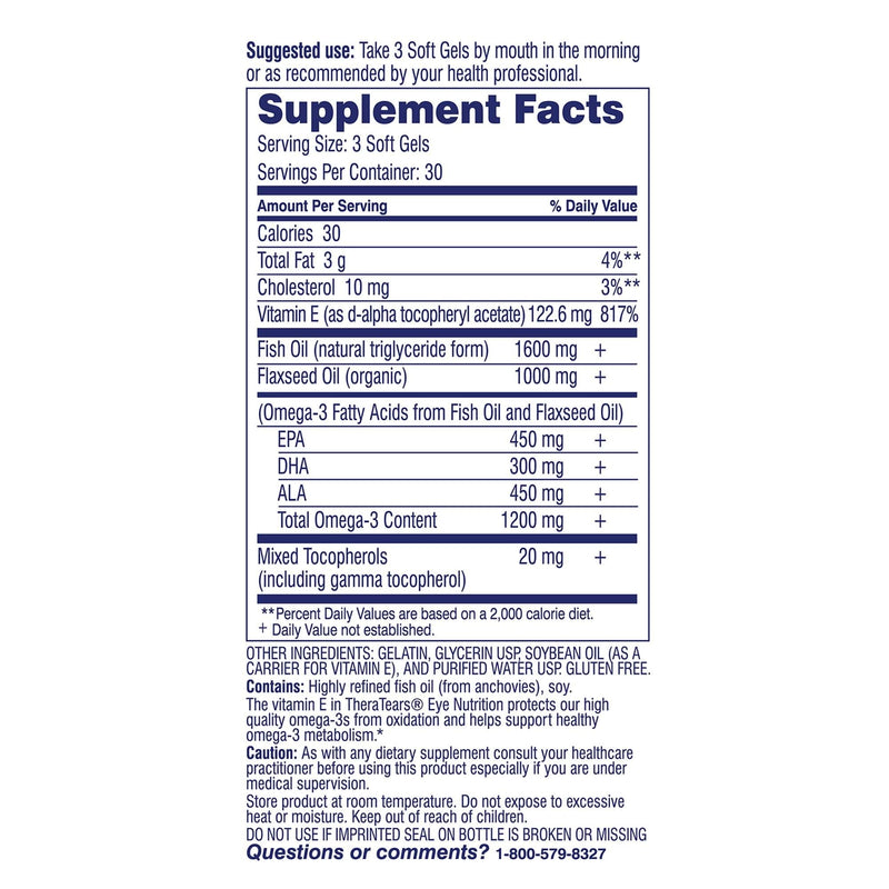 TheraTears Omega 3 Supplement for Eye Care, 90ct 90 Count (Pack of 1)