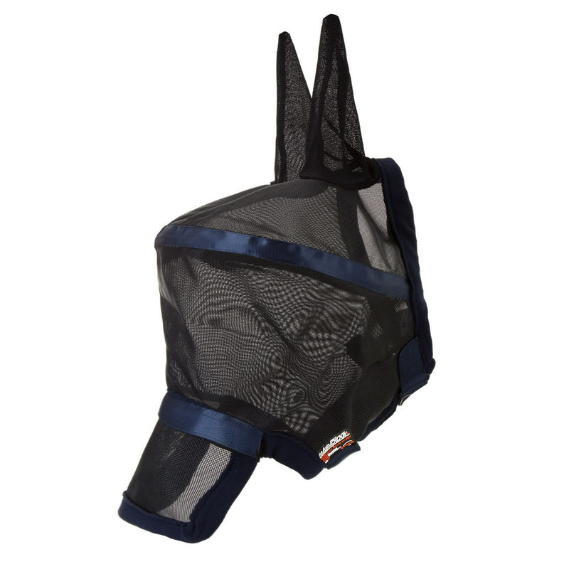 Harrison Howard Maskology Supreme Horse Fly Mask Stellar UV Protection with Detachable Nose Cover Well-Received 2-in-1 Mask Navy L Full Size Full (L) - BeesActive Australia