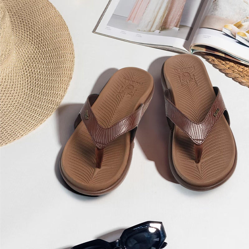 KuaiLu Women's Orthotic Arch Support Flip Flop Sandals 8.5 Brown