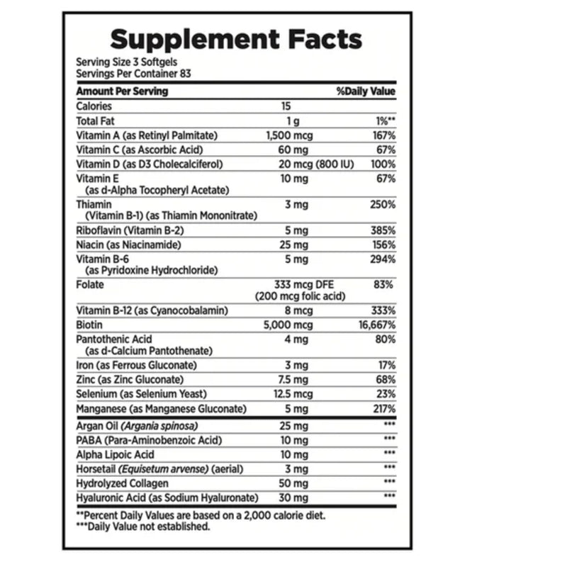 Nature's Bounty Hair Skin and Nails 5000 mcg of Biotin - 250 Coated Tablets Extra Strength 250 Count (Pack of 1)