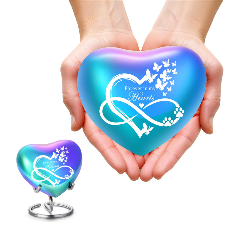 Heart Shaped Urns for Human Ashes - Small Urns for Pet Ashes Heart Shaped Urn for Cat Dog Ashes Mini Urn - Small Keepsake Urn Cat Urn Dog Urn (Rainbow Infinity) Rainbow Infinity