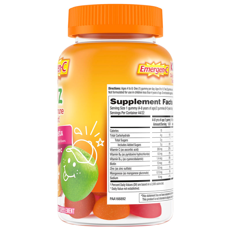 Emergen-C Kidz Daily Immune Support Dietary Supplements,Flavored Gummies with Vitamin C and B Vitamins,Fruit Fiesta Flavored Gummies -,44 Count (Pack of 2) Fruit Fiesta 44 Count (Pack of 2)