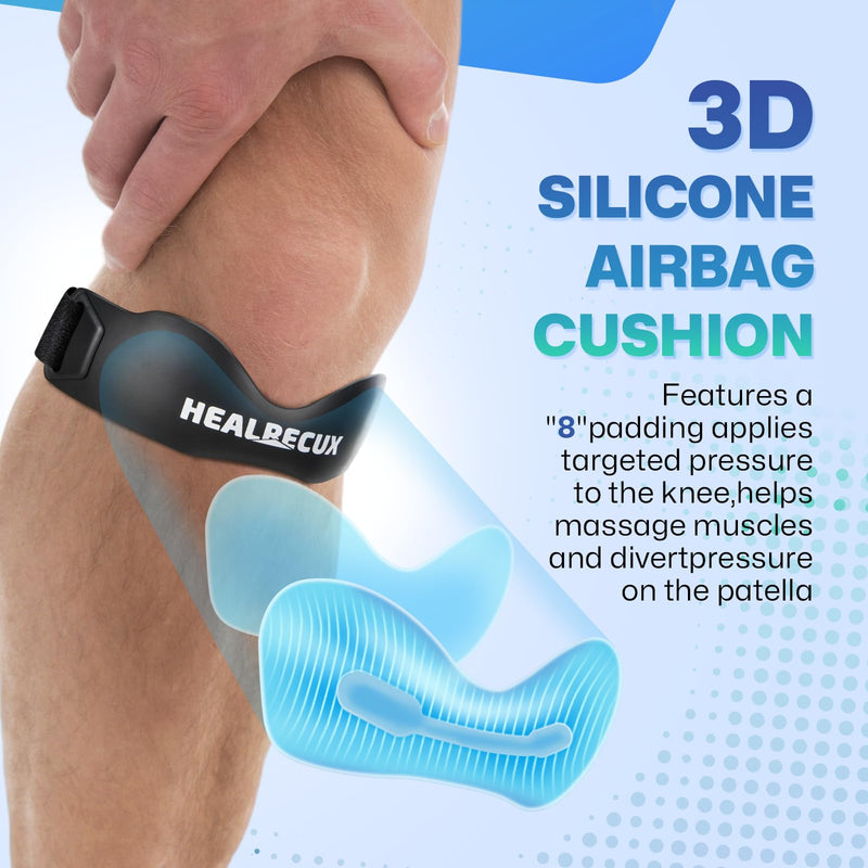Patella Band, Knee Strap Patella Tendon Support for Knee Pain & Tendonitis, Patella Stabilizer Knee Brace for Running, Basketball, Jumpers Knee, Tennis, Volleyball & Squats - Inky 1 Pack - BeesActive Australia