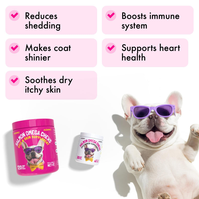 Skin, Coat & Brain Support System for Dogs Wild Alaskan Salmon Oil 32 oz + Omega-3 Soft Chews (120 ct) Complete Daily Omega Routine for Healthy Skin, Shiny Coat & Cognitive Support