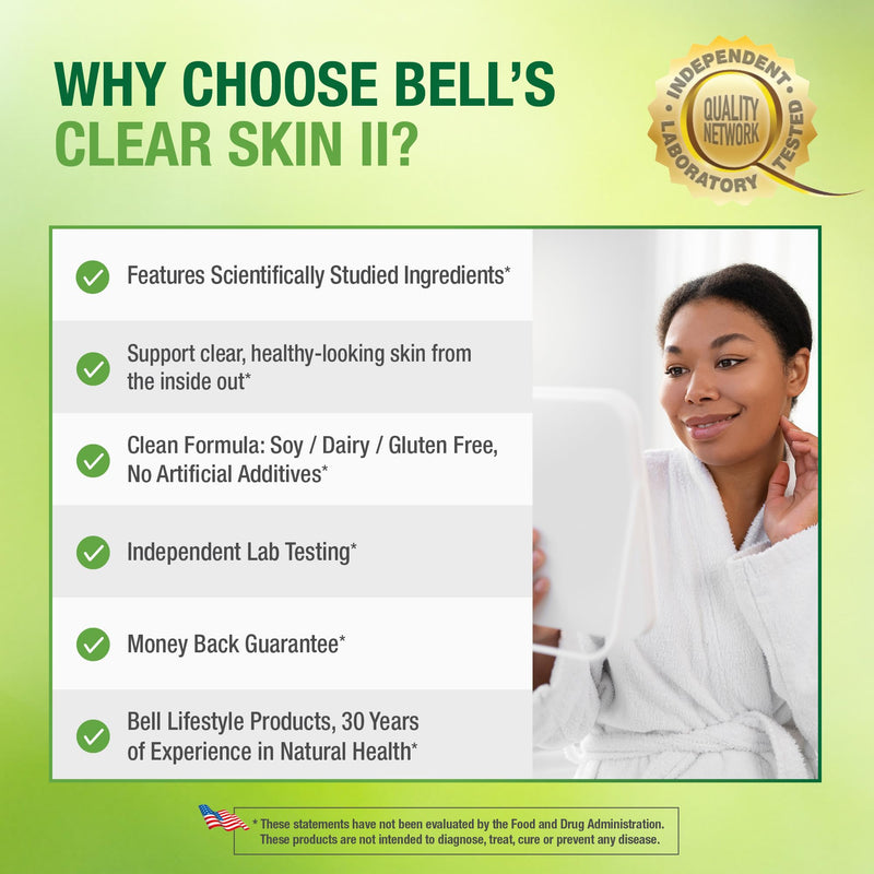Bell Clear Skin Lifestyle Products | Works from The Inside by Providing The nutrients Needed for Healthy, Vibrant Skin | Sold Directly by The Manufacturer | EPA & DHA with burdock, dandelion & sarsaparilla to nourish, hydrate & glow from within, suppor...